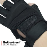 Farbe:Schwarz | Charge:solag-t-complete-20260716 | Rolle:Detail-6 | Seibertron S.O.L.A.G-T drei fingerlose taktische Handschuhe schwarz Detail 6