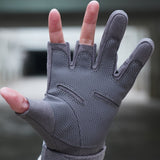 Farbe: Grau | Charge: solag-t-complete-20260716 | Rolle: Detail-4 | Seibertron S.O.L.A.G-T drei fingerlose taktische Handschuhe grau Detail 4
