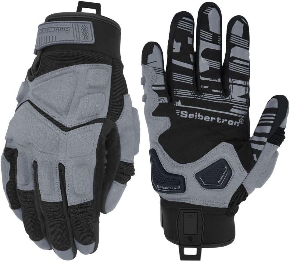Farbe:Grau | Charge:sps1-whitebg-20260716 | Rolle:white-background-main | Seibertron SPS-1 Motorradhandschuhe grau weißer Hintergrund Hauptbild