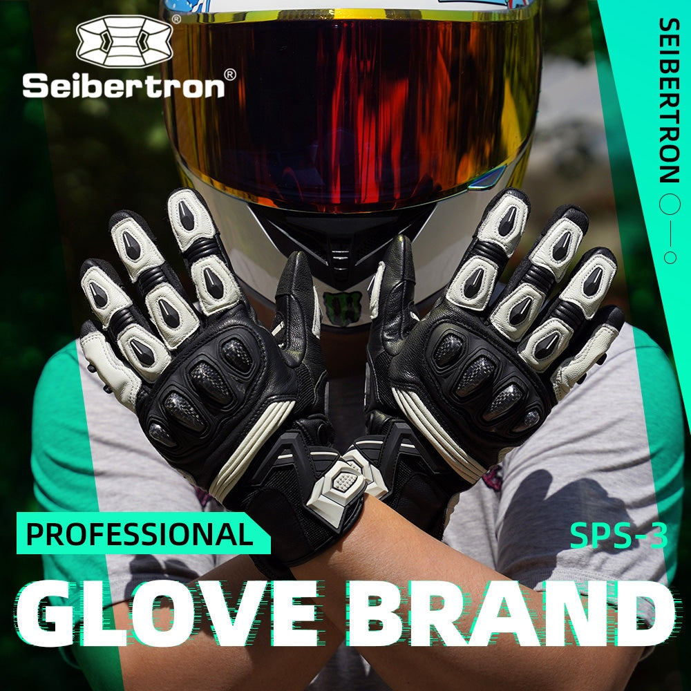 color:White | Seibertron SPS-3 motorcycle gloves detail image 01