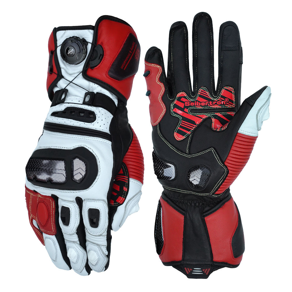 color:Red | Seibertron SPS-6 motorcycle gloves white background main image