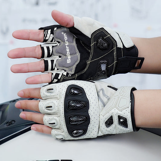 seibertron-gallery:sps7h-scene-color-groups-20260721 | product:8847662776510 | color:White | slot:1 | Seibertron SPS-7H White half-finger motorcycle gloves scene image 1