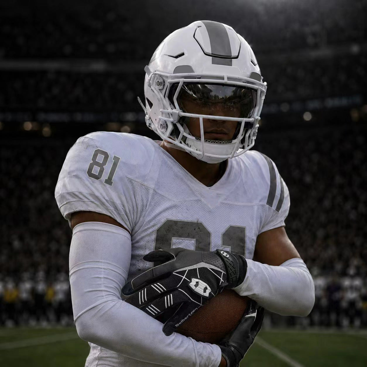 seibertron-gallery:white-football-ai-color-groups-20260721 | Produkt:8557666271422 | Farbe:Schwarz | Slot:4 | Seibertron Aktionsbild eines schwarzen Football-Receiver-Handschuhs für Erwachsene 4