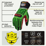 seibertron-gallery:wpc5-safety-gloves-20260715 | Produkt:wpc5 | Farbe:Grün Rot | Slot:3 | Seibertron HIGH-VIS WPC5 Sicherheitshandschuhe TPR-Aufprallschutz und CE ANSI Bewertung Detailbild