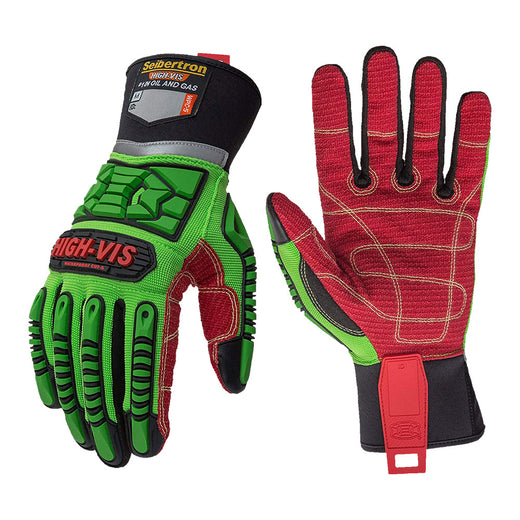 seibertron-gallery:wpc5-safety-gloves-20260715 | product:wpc5 | color:Green Red | slot:1 | Seibertron HIGH-VIS WPC5 safety gloves white background product image