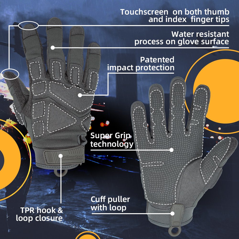 Farbe: Grau | Seibertron S.O.L.A.G 2.0 Vollfinger, wasserabweisende Vollfinger-Taktikhandschuhe, Bild 07