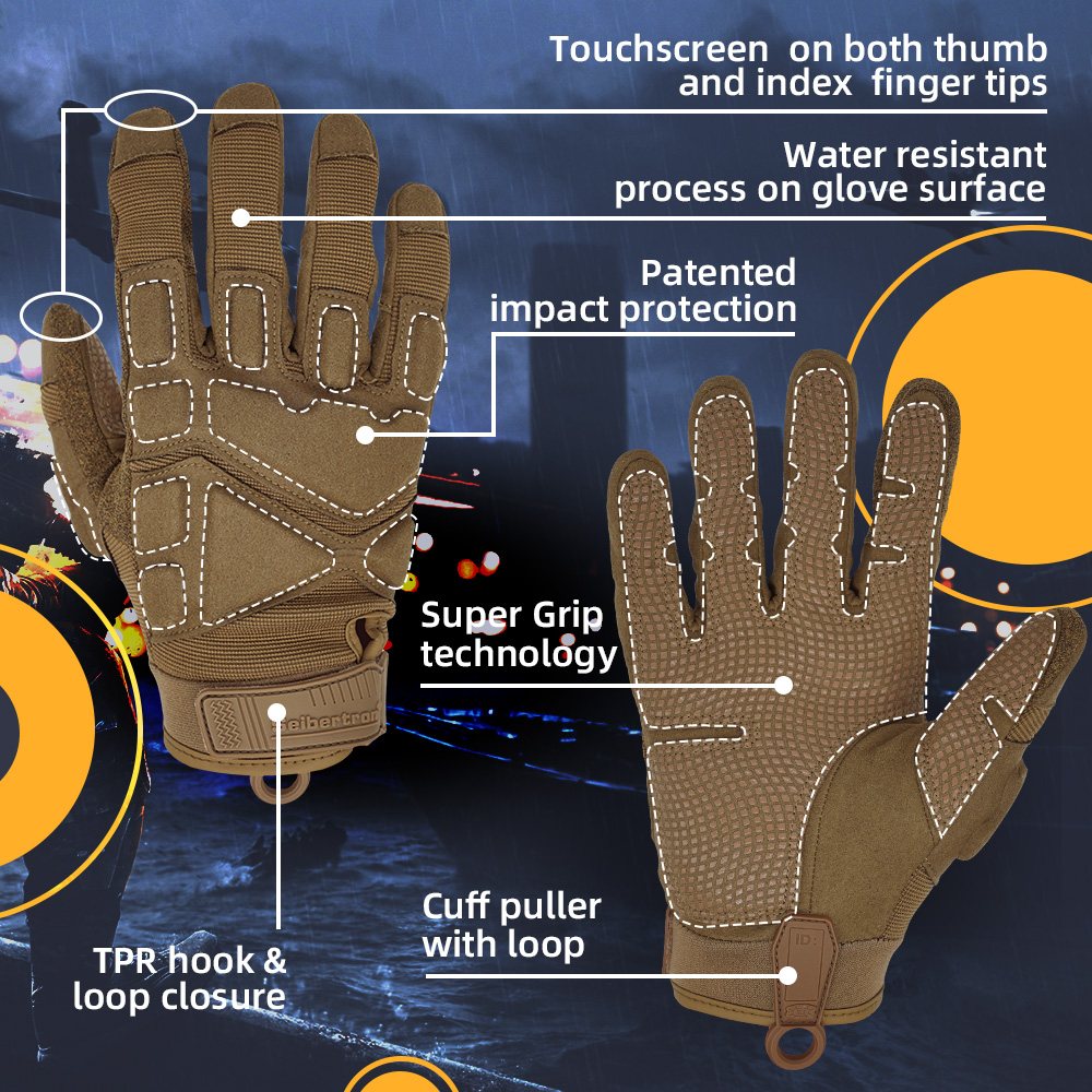 Farbe: Coyote | Seibertron S.O.L.A.G 2.0 Vollfinger-Wasserabweisende taktische Handschuhe mit Fingern Bild 15