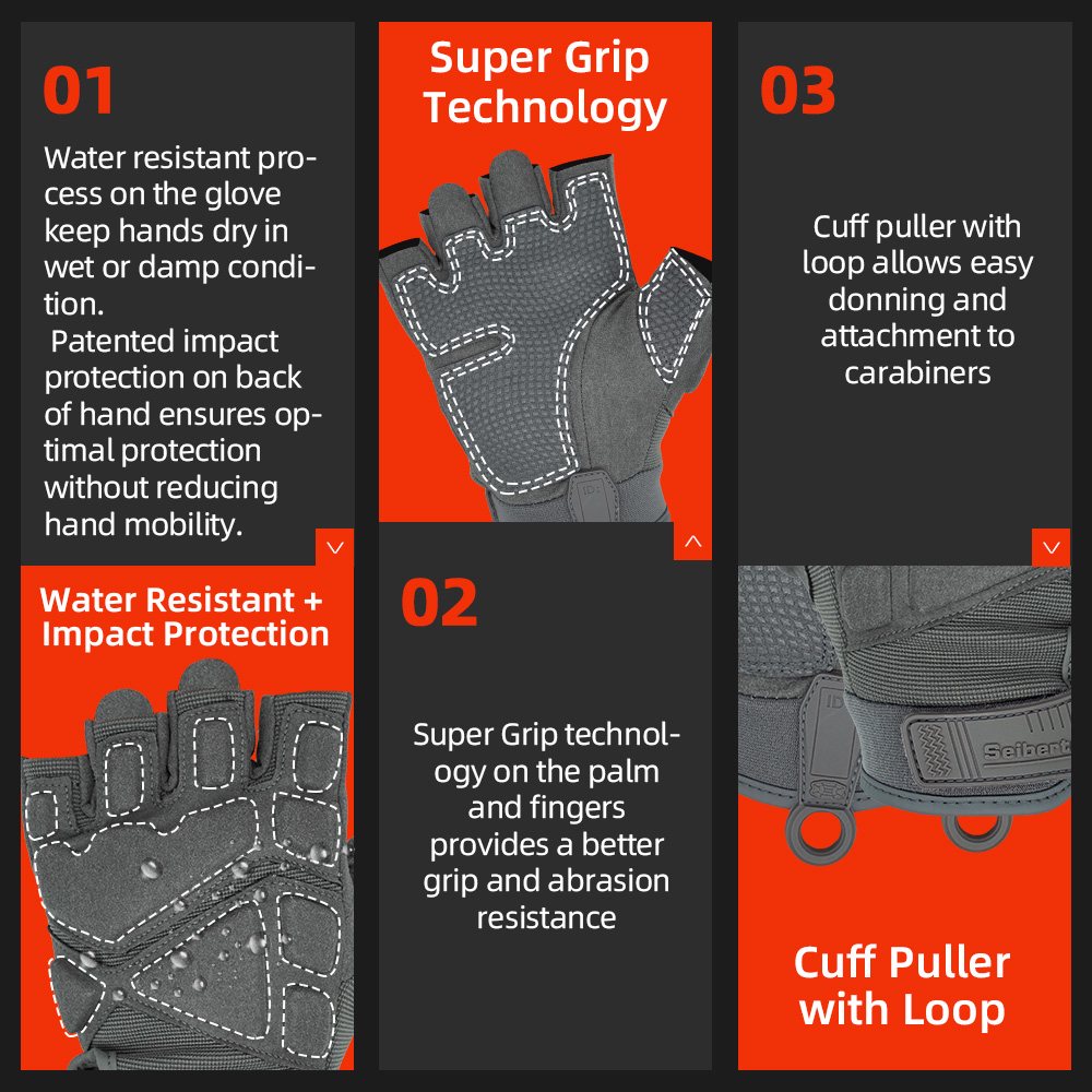 Farbe: Grau | Seibertron S.O.L.A.G 2.0 Halbfinger-Handschuhe, taktische Outdoor-Halbfinger-Handschuhe, Bild 08