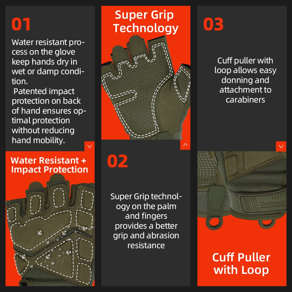 Farbe: Armeegrün | Seibertron S.O.L.A.G 2.0 Halbfinger-Handschuhe halbfinger taktische Outdoor-Handschuhe Bild 12