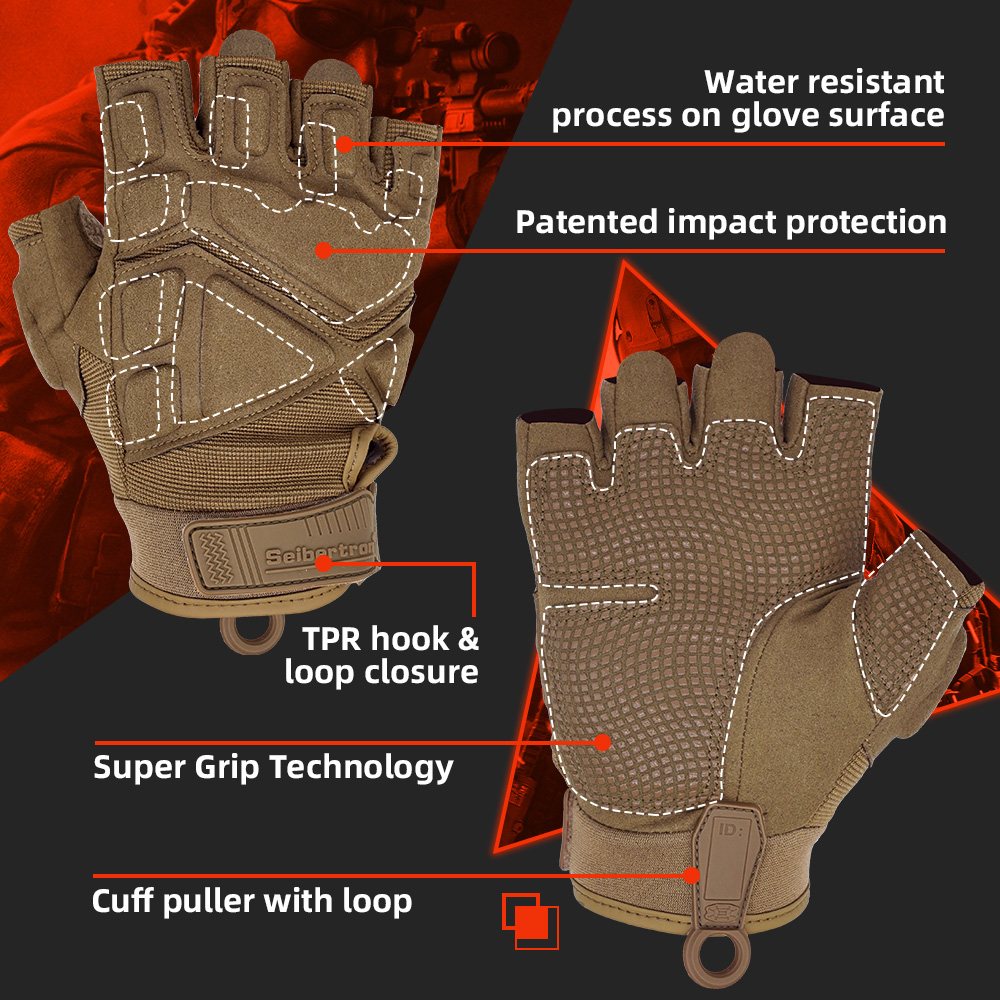 Farbe: Coyote | Seibertron S.O.L.A.G 2.0 Halbfinger-Handschuhe taktische Outdoor-Halbfinger-Handschuhe Bild 15
