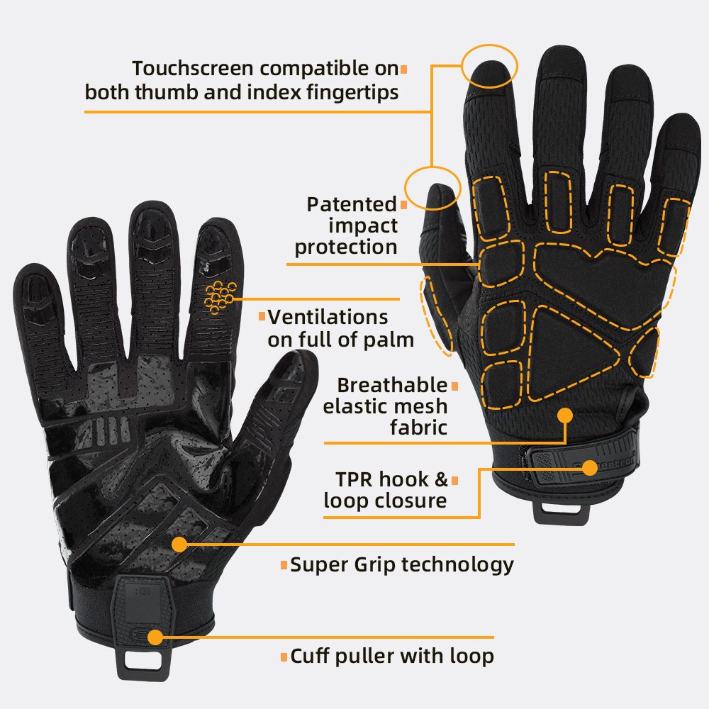 Farbe: Schwarz | Seibertron S.O.L.A.G 2.0 Atmungsaktive Taktikhandschuhe mit vollständigen Fingern Bild 03