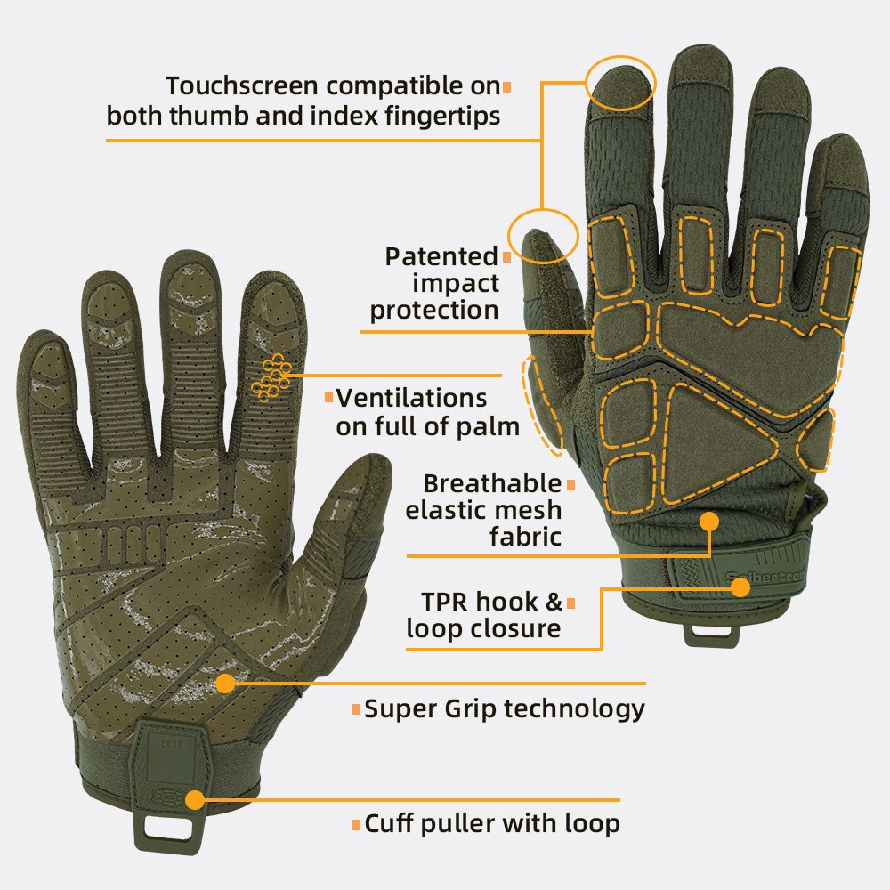 Farbe: Armeegrün | Seibertron S.O.L.A.G 2.0 Atmungsaktive Vollfinger-Taktikhandschuhe, Bild 15