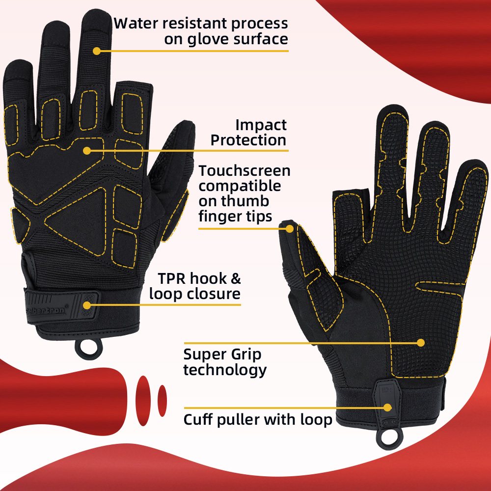 Farbe: Schwarz | Seibertron S.O.L.A.G-HI 2.0 taktische Handschuhe mit halbem Zeigefinger Bild 04