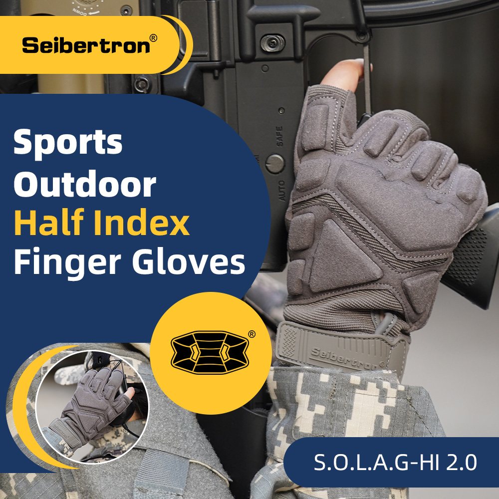 Farbe: Grau | Seibertron S.O.L.A.G-HI 2.0 taktische Handschuhe mit halbem Zeigefinger Bild 07