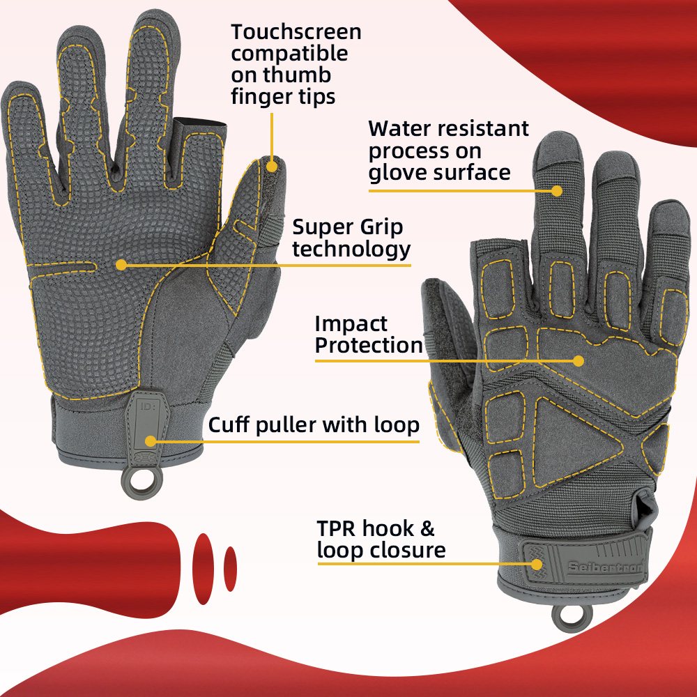 Farbe: Grau | Seibertron S.O.L.A.G-HI 2.0 taktische Handschuhe mit halbem Zeigefinger Bild 08