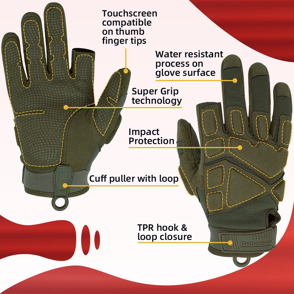 Farbe: Armeegrün | Seibertron S.O.L.A.G-HI 2.0 taktische Handschuhe mit halbem Zeigefinger Bild 12