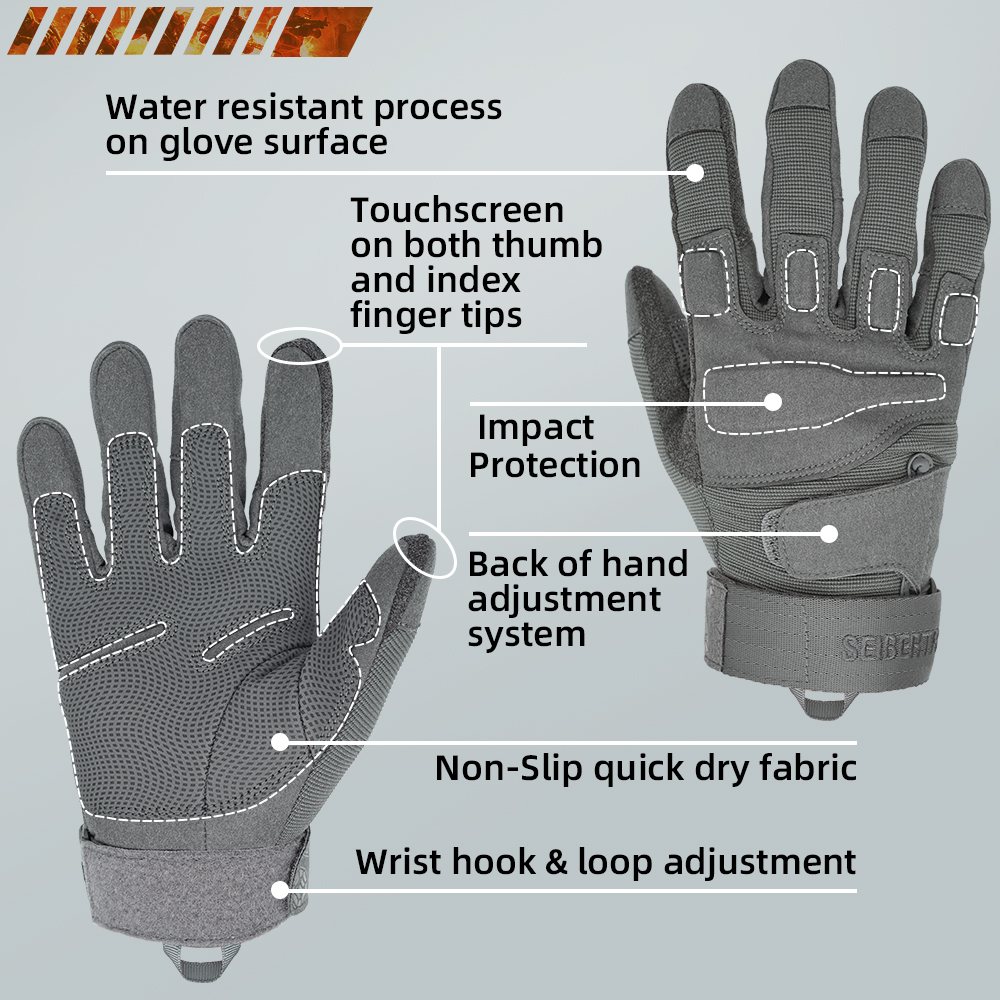 Farbe: Grau | Seibertron S.O.L.A.G Taktische Fingerhandschuhe wasserabweisende Touchscreen taktische Fingerhandschuhe Bild 07