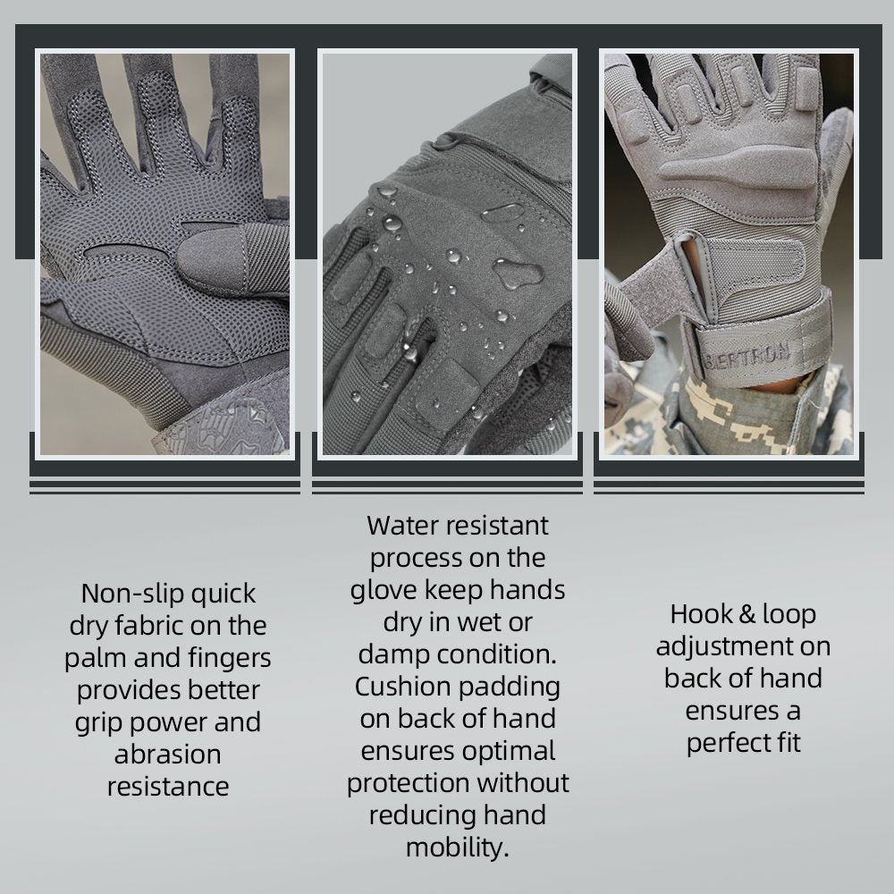 Farbe: Grau | Seibertron S.O.L.A.G Taktische Fingerhandschuhe wasserabweisende Touchscreen taktische Fingerhandschuhe Bild 08