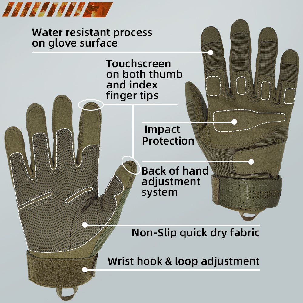 Farbe:Armygrün | Seibertron S.O.L.A.G Taktische Handschuhe mit voller Fingerabdeckung, wasserabweisend, Touchscreen, taktische Handschuhe mit voller Fingerabdeckung, Bild 11