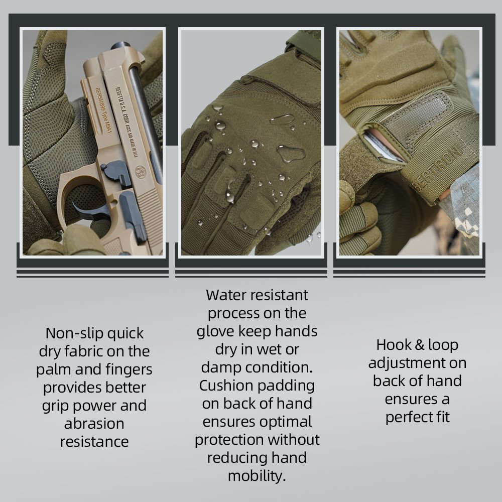 Farbe:Armygrün | Seibertron S.O.L.A.G Taktische Handschuhe mit voller Fingerabdeckung, wasserabweisend, Touchscreen, taktische Handschuhe mit voller Fingerabdeckung, Bild 12