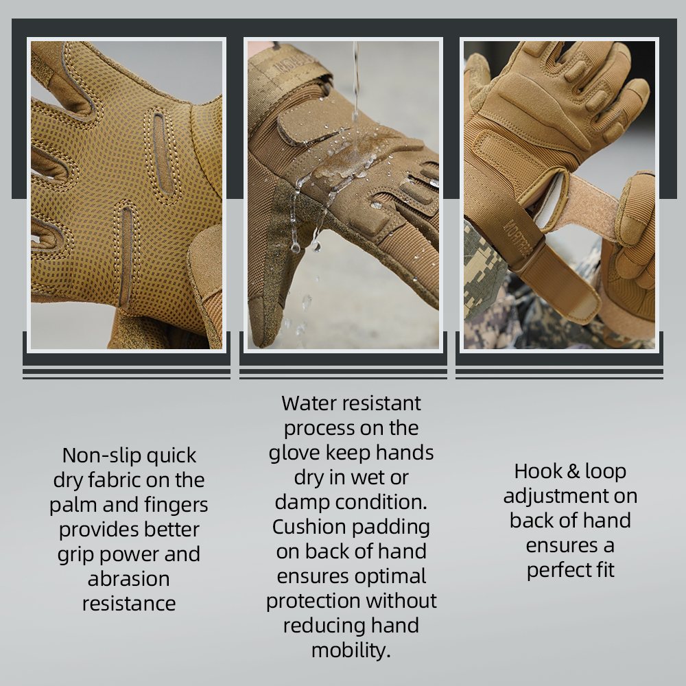 color:Coyote | Seibertron S.O.L.A.G Tactical Full Finger Gloves wasserabweisende taktische Fingerhandschuhe mit Touchscreen-Funktion Bild 16