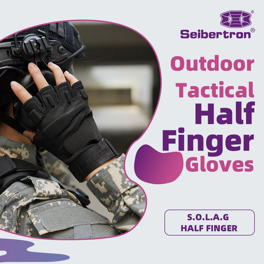 color:Black | Seibertron S.O.L.A.G Half Finger half finger tactical gloves image 02
