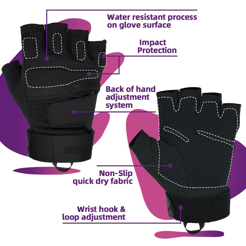 Farbe: Schwarz | Seibertron S.O.L.A.G Half Finger taktische Handschuhe mit halben Fingern Bild 03