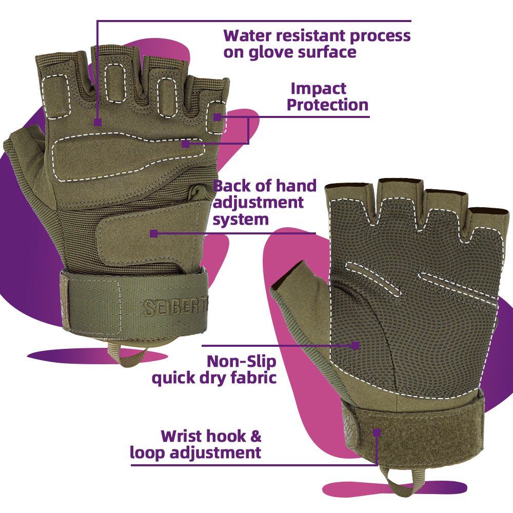 Farbe: Armeegrün | Seibertron S.O.L.A.G Half Finger taktische Handschuhe Bild 11