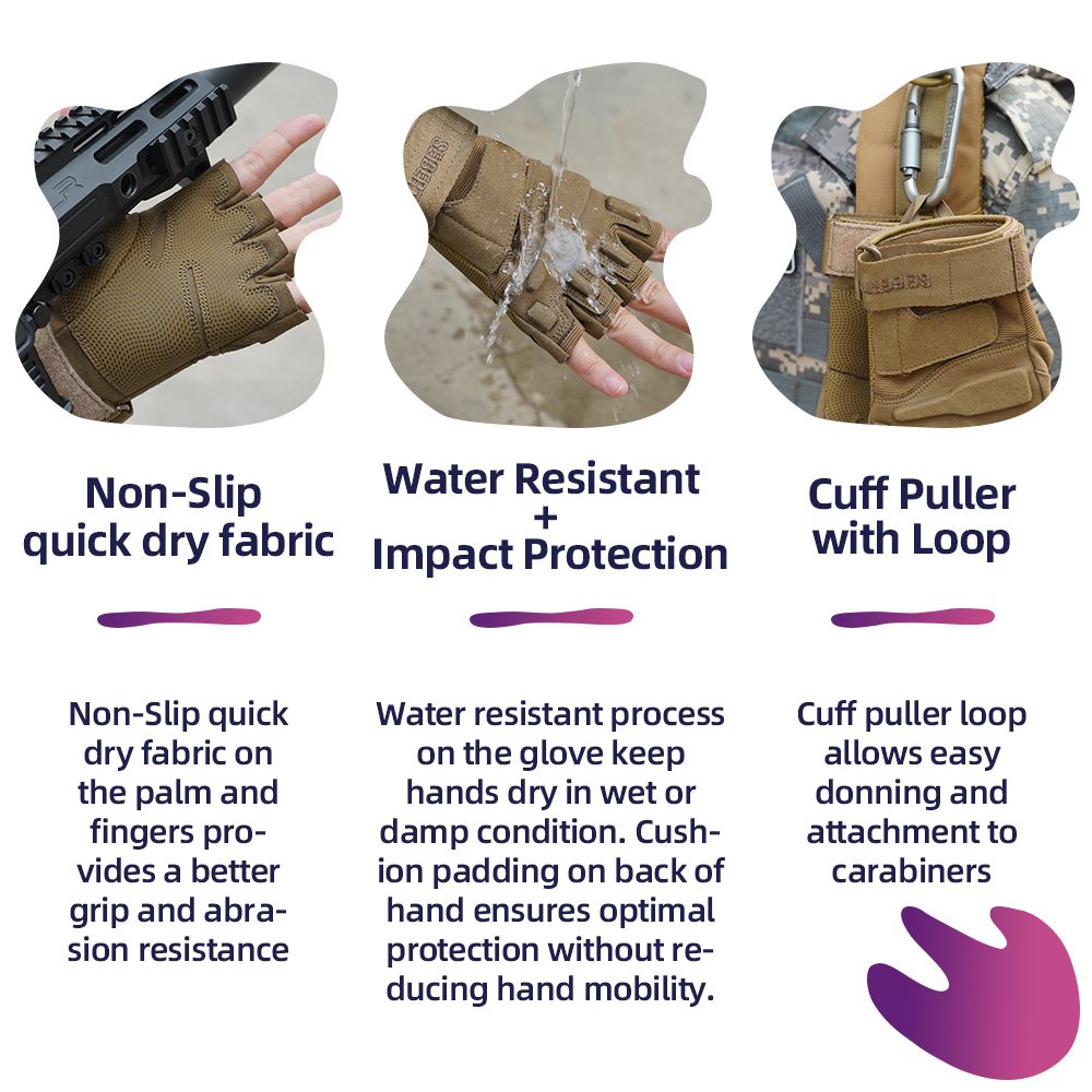 Farbe: Coyote | Seibertron S.O.L.A.G Half Finger taktische Handschuhe mit halben Fingern Bild 16