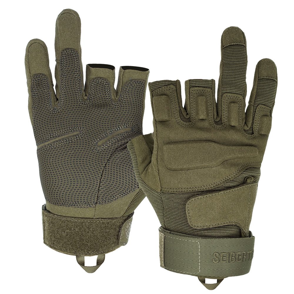Farbe: Armeegrün | Seibertron S.O.L.A.G-T taktische Handschuhe mit drei fingerlosen Fingern Bild 09