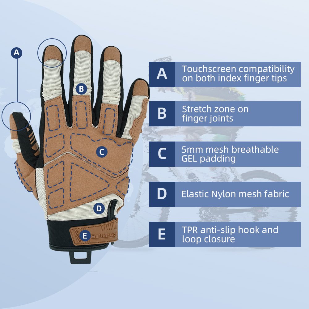 Farbe: Khaki | Seibertron SPS-1 Motorradhandschuhe mit Touchscreen-Funktion für alle Finger Bild 10