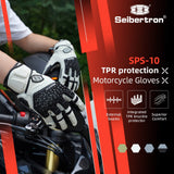 Farbe: Weiß | Seibertron SPS-10 atmungsaktive, rutschfeste Touchscreen-Motorradhandschuhe aus Leder Bild 01