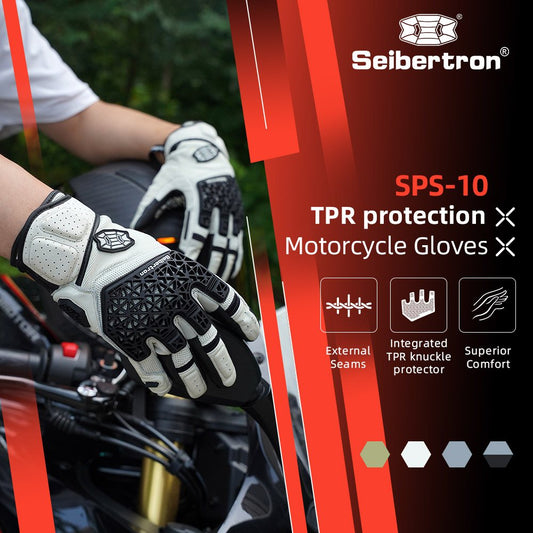 color:White | Seibertron SPS-10 breathable anti-slip touchscreen leather motorcycle gloves image 01