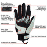 Farbe: Weiß | Seibertron SPS-10 atmungsaktive, rutschfeste Touchscreen-Motorradhandschuhe aus Leder Bild 03