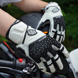 Farbe: Weiß | Seibertron SPS-10 atmungsaktive, rutschfeste Touchscreen-Motorradhandschuhe aus Leder Bild 05
