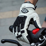 Farbe: Weiß | Seibertron SPS-10 atmungsaktive, rutschfeste Touchscreen-Motorradhandschuhe aus Leder Bild 06