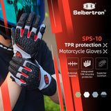 Farbe: Schwarz | Seibertron SPS-10 atmungsaktive, rutschfeste Touchscreen-Motorradhandschuhe aus Leder Bild 07