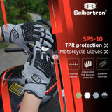 Farbe: Grau | Seibertron SPS-10 atmungsaktive, rutschfeste Touchscreen-Leder-Motorradhandschuhe Bild 14