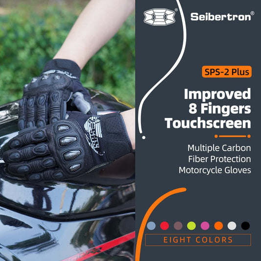 color:Black | Seibertron SPS2 Plus summer motorcycle gloves with carbon fiber knuckle protection image 01