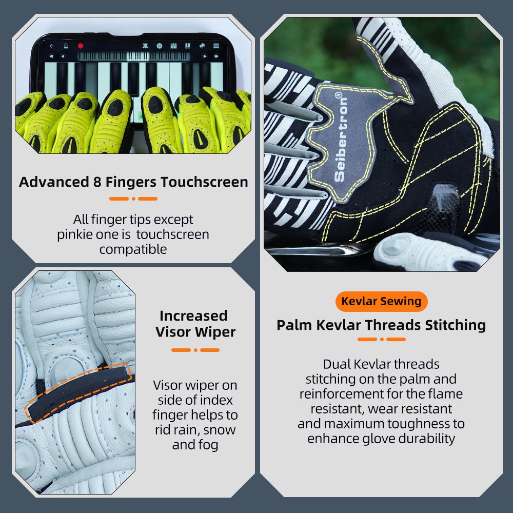 Farbe: Weiß | Seibertron SPS2 Plus Sommer-Motorradhandschuhe mit Kohlefaser-Knochenschutz Bild 10