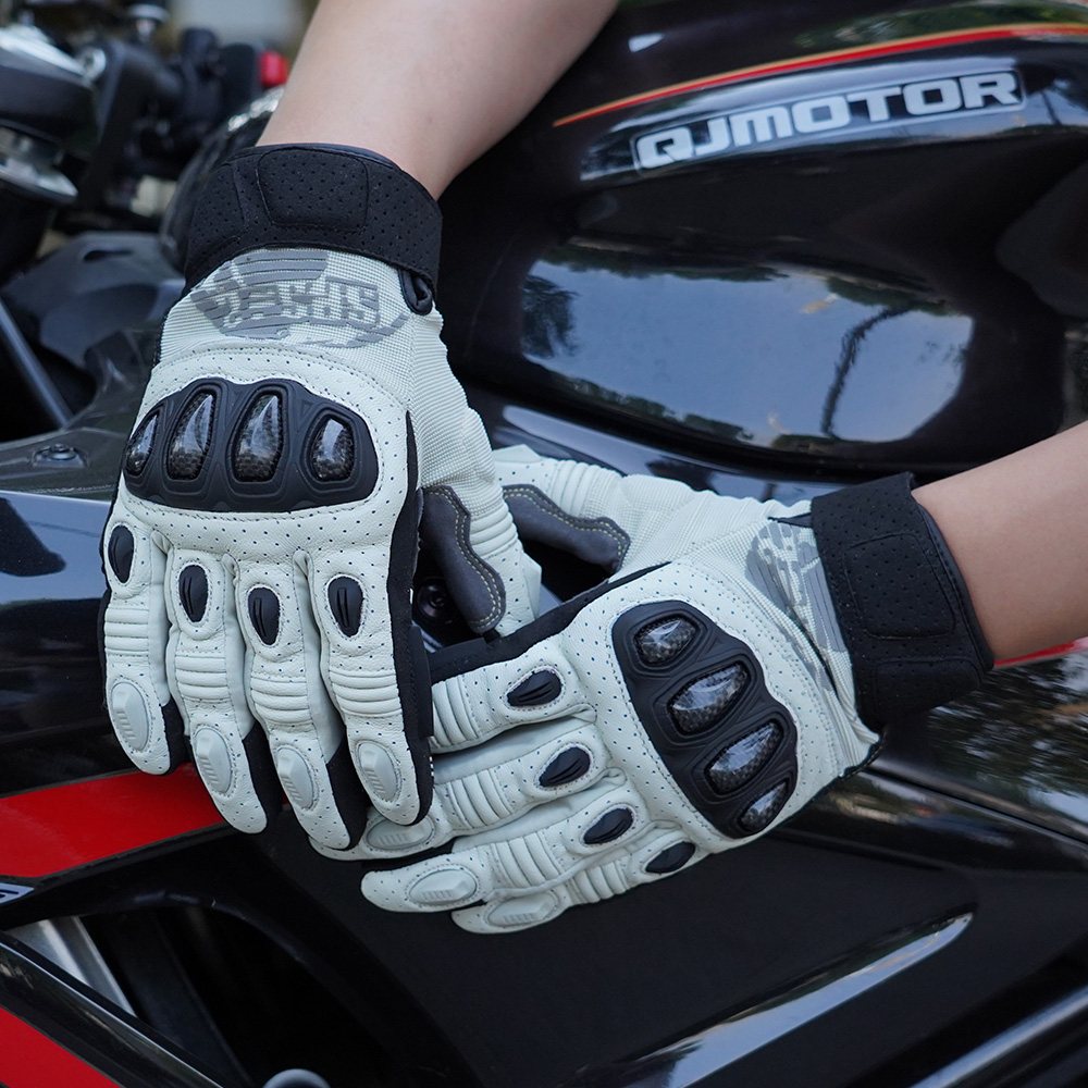 Farbe: Weiß | Seibertron SPS2 Plus Sommer-Motorradhandschuhe mit Kohlefaser-Knochenschutz Bild 12