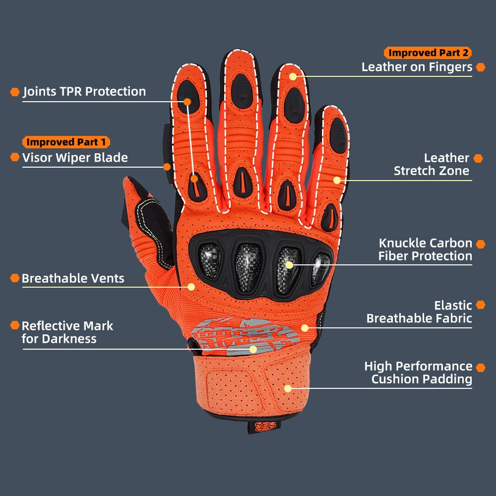 Farbe: Orange | Seibertron SPS2 Plus Sommer-Motorradhandschuhe mit Kohlefaser-Knochenschutz Bild 14
