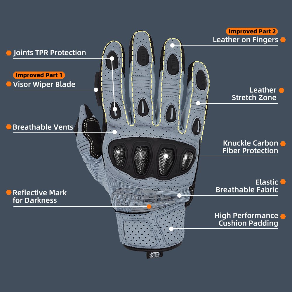 Farbe: Grau | Seibertron SPS2 Plus Sommer-Motorradhandschuhe mit Carbon-Knöchelschutz Bild 20