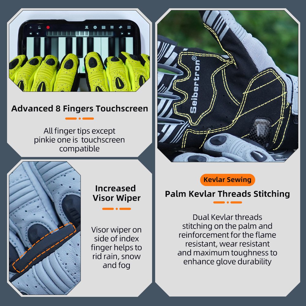 Farbe: Grau | Seibertron SPS2 Plus Sommer-Motorradhandschuhe mit Carbon-Knöchelschutz Bild 22