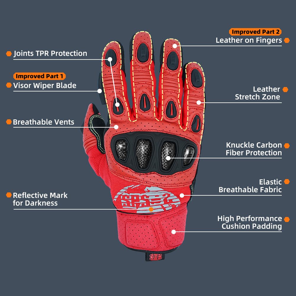Farbe: Rot | Seibertron SPS2 Plus Sommer-Motorradhandschuhe mit Carbon-Knöchelschutz Bild 26