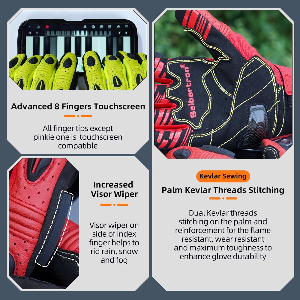 Farbe: Rot | Seibertron SPS2 Plus Sommer-Motorradhandschuhe mit Carbon-Knöchelschutz Bild 28