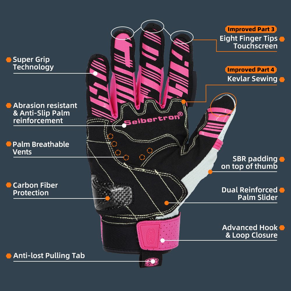 Farbe: Pink | Seibertron SPS2 Plus Sommer-Motorradhandschuhe mit Carbon-Knöchelschutz Bild 33