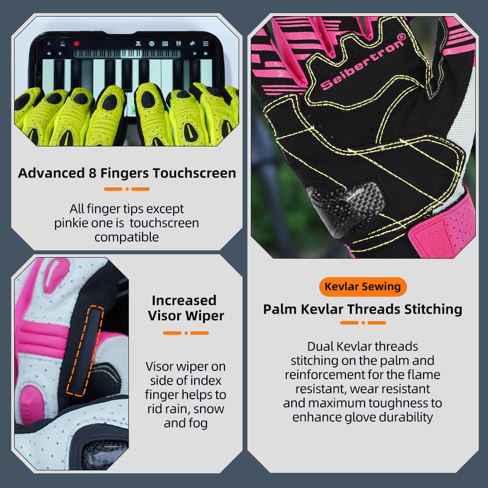 Farbe: Pink | Seibertron SPS2 Plus Sommer-Motorradhandschuhe mit Carbon-Knöchelschutz Bild 34