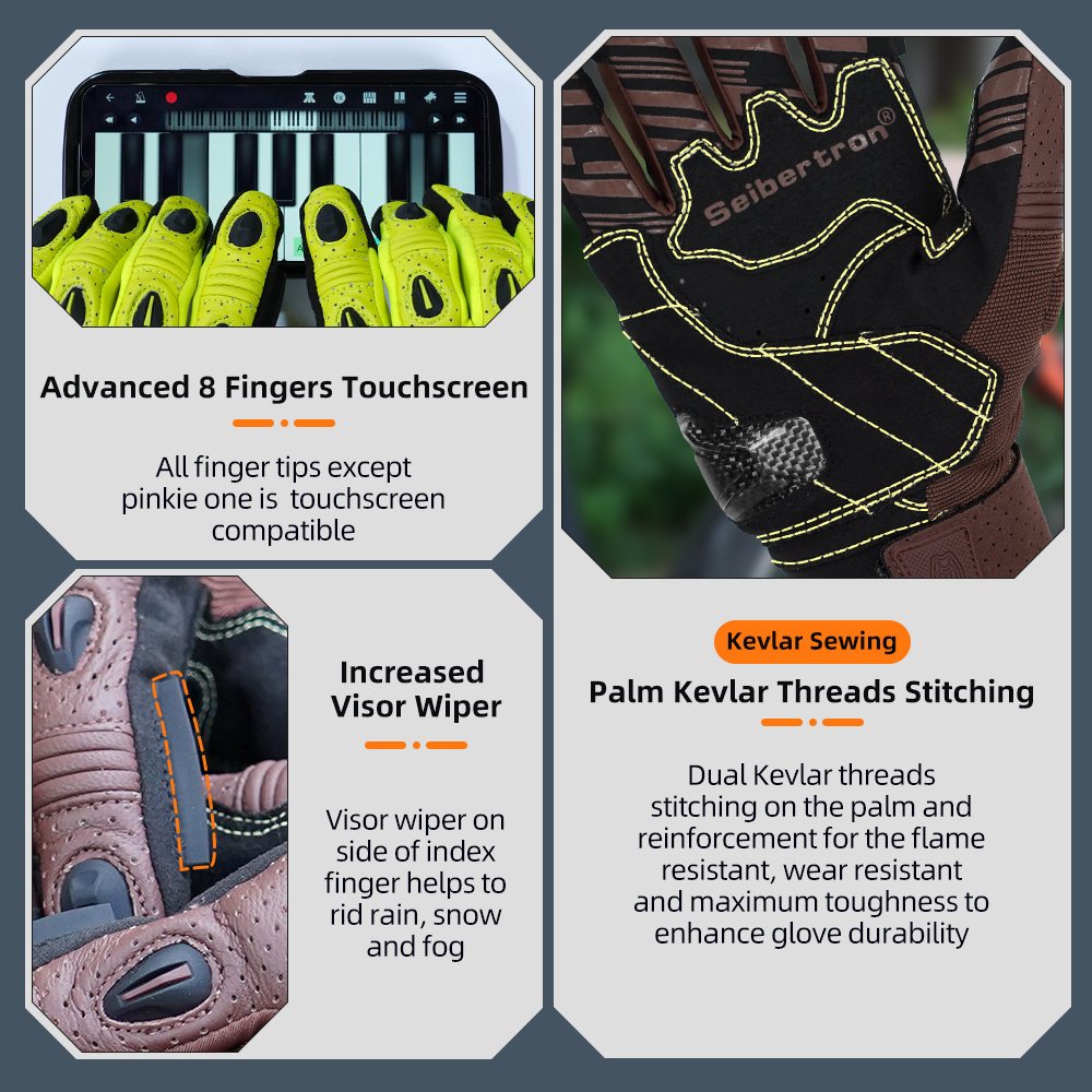 Farbe: Braun | Seibertron SPS2 Plus Sommer-Motorradhandschuhe mit Carbon-Knöchelschutz Bild 40