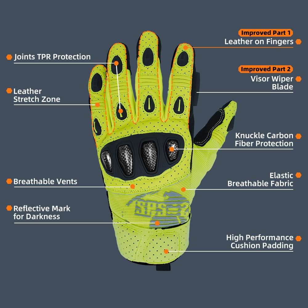 Farbe: Gelb | Seibertron SPS2 Plus Sommer-Motorradhandschuhe mit Kohlefaser-Knochenschutz Bild 44
